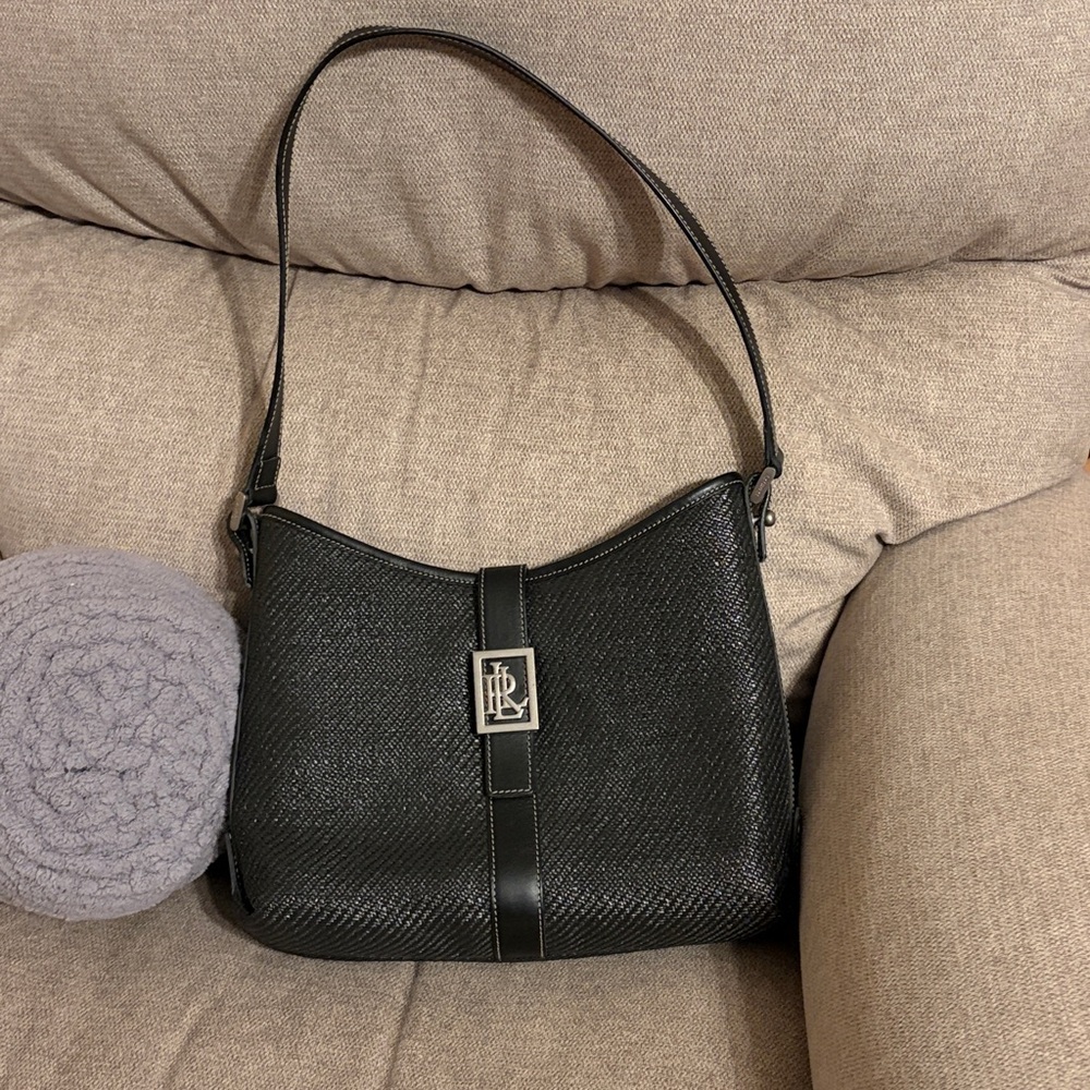 Lauren Ralph Lauren Black woven Shoulder Hobo Bag - Picture 15 of 15
